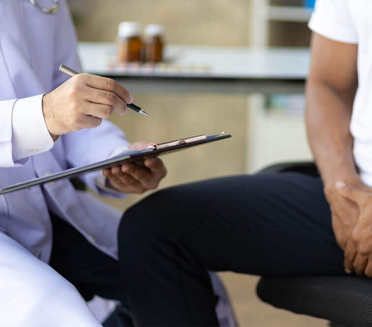 Doctor is diagnosing patient with symptoms of sexual dysfunction